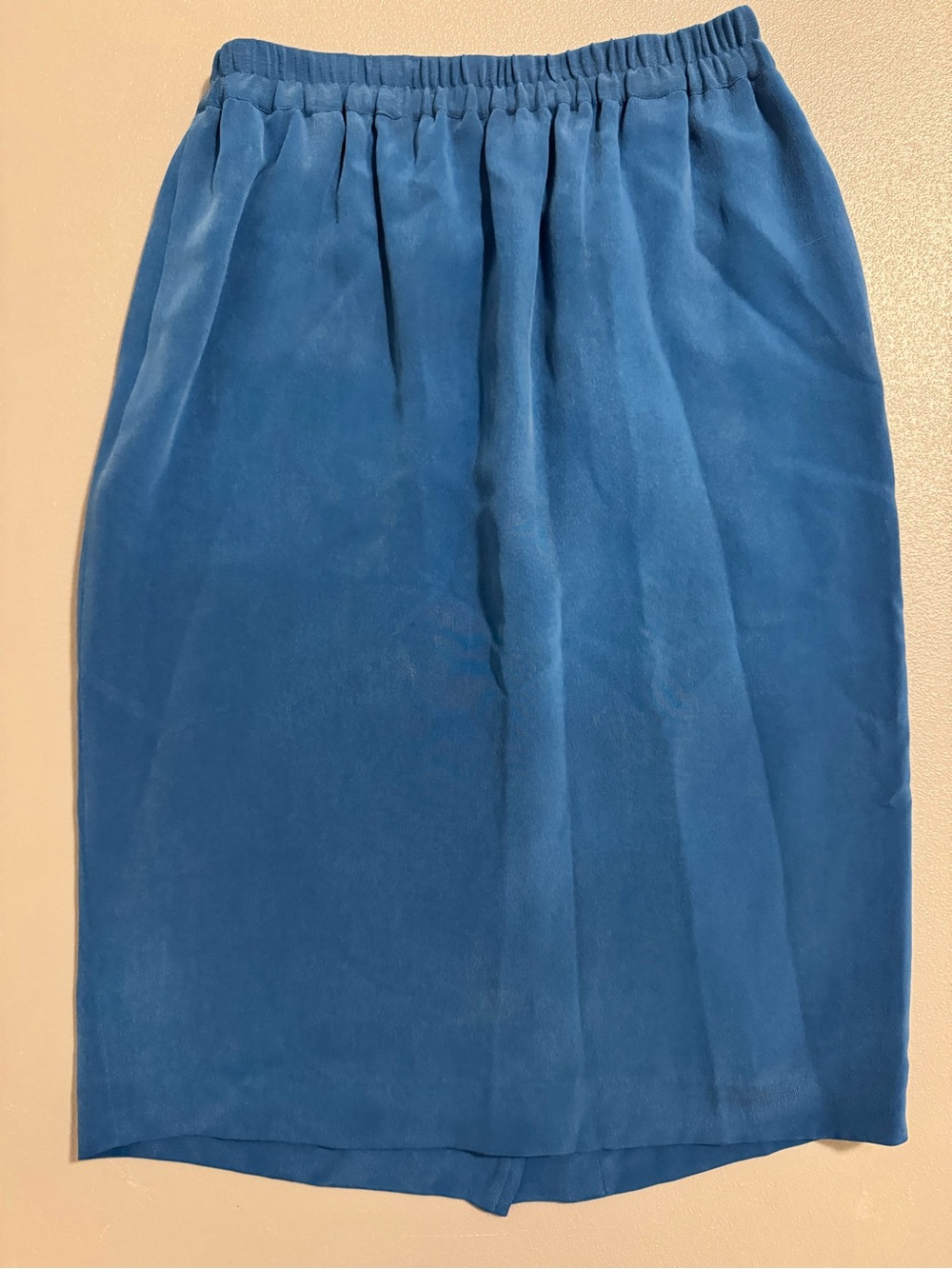 Adrianna Papell 100% Silk Teal-Blue Gathered Elastic-Waist Pencil Skirt Size 4 P